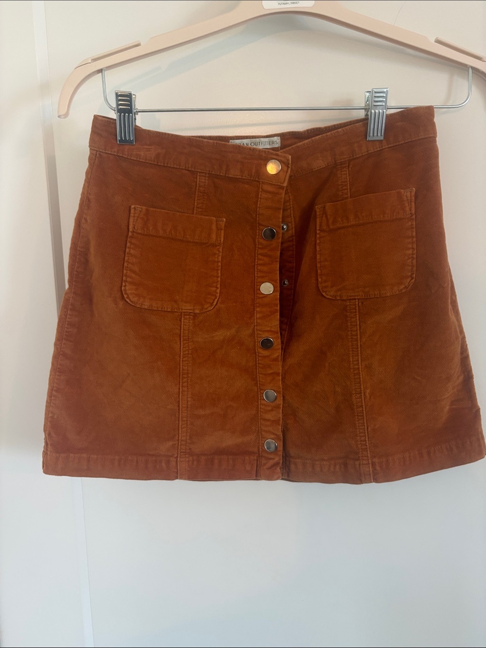 Urban Outfitters Burnt Orange Corduroy Button-Front Mini Skirt